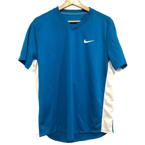 Nike Other - Nike Dry Fit Standard fit V neck blue & white short sleeve jersey men's size L